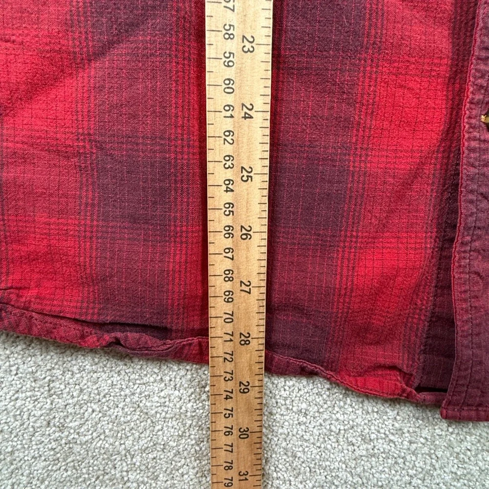 Carhartt Mens Relaxed Fit Plaid Flannel Button Down Shirt Red Black Size M 1957
